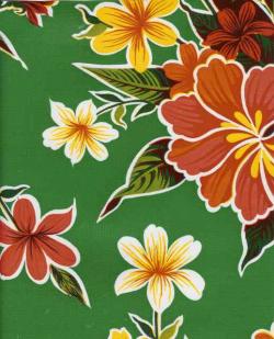 OIL CLOTH HIBISCUS GREEN